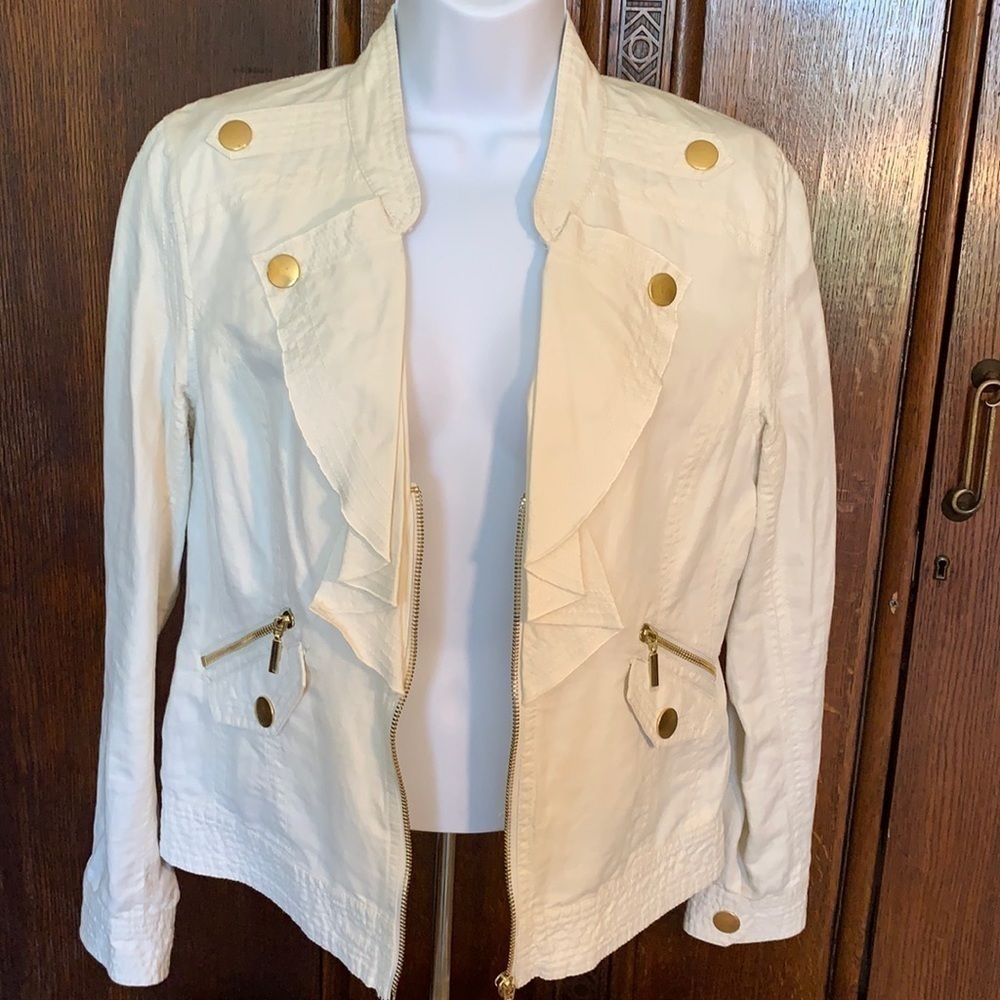 Linen Chaus Jacket with Ruffle Lapels